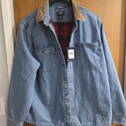 Men's Jacket Chaps Denim Flannel XL Lumberjack Ralph Lauren 