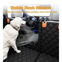 PETICON Convertible Back Seat Extender for Dogs, Dog Car Seat Cover Hard Bottom Holds 400 lbs, Waterproof Dog Hammock Backseat Protector with Mesh Win