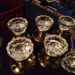Vintage Glass hand Faceted Door Knobs Early 19t Century