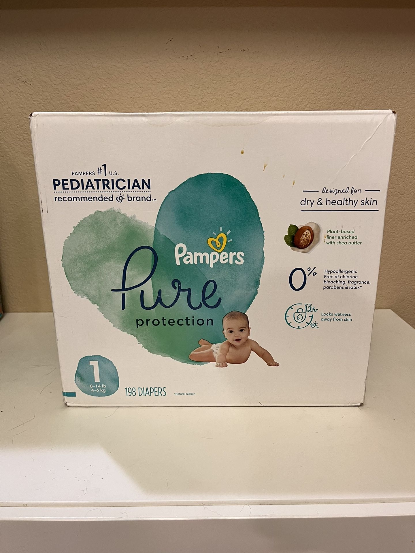 Pampers pure size 1, 198ct