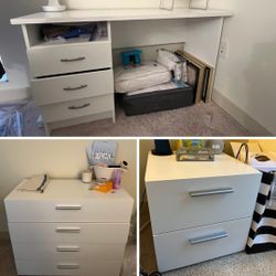 Dresser, night stand and desk set 