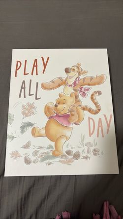 Winnie the Pooh & Tigger 'Play All Day' Wall Art Print Canvas