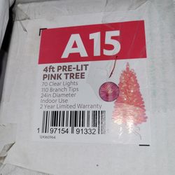 New!! 4ft (4 Ft) Pre-lit (Prelit) Pink Valentine's Day / Christmas Tree