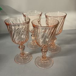 Vintage pink swirl wine glasses