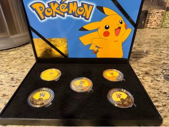 Pokemon Collectible 5 piece Gold Coin Set - 24K Gold-Plated Coins