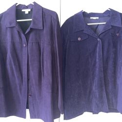 2 Dress Barn Women’s Purple Faux Suede Size 2X/22W Long-Sleeve Shirts
