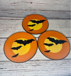 Halloween Bat 9” Plates Set of 3