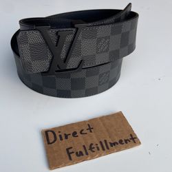 Louis Vuitton Belt Black Damier w/ Black Buckle Belt - Model: M9808 - Size 36 US