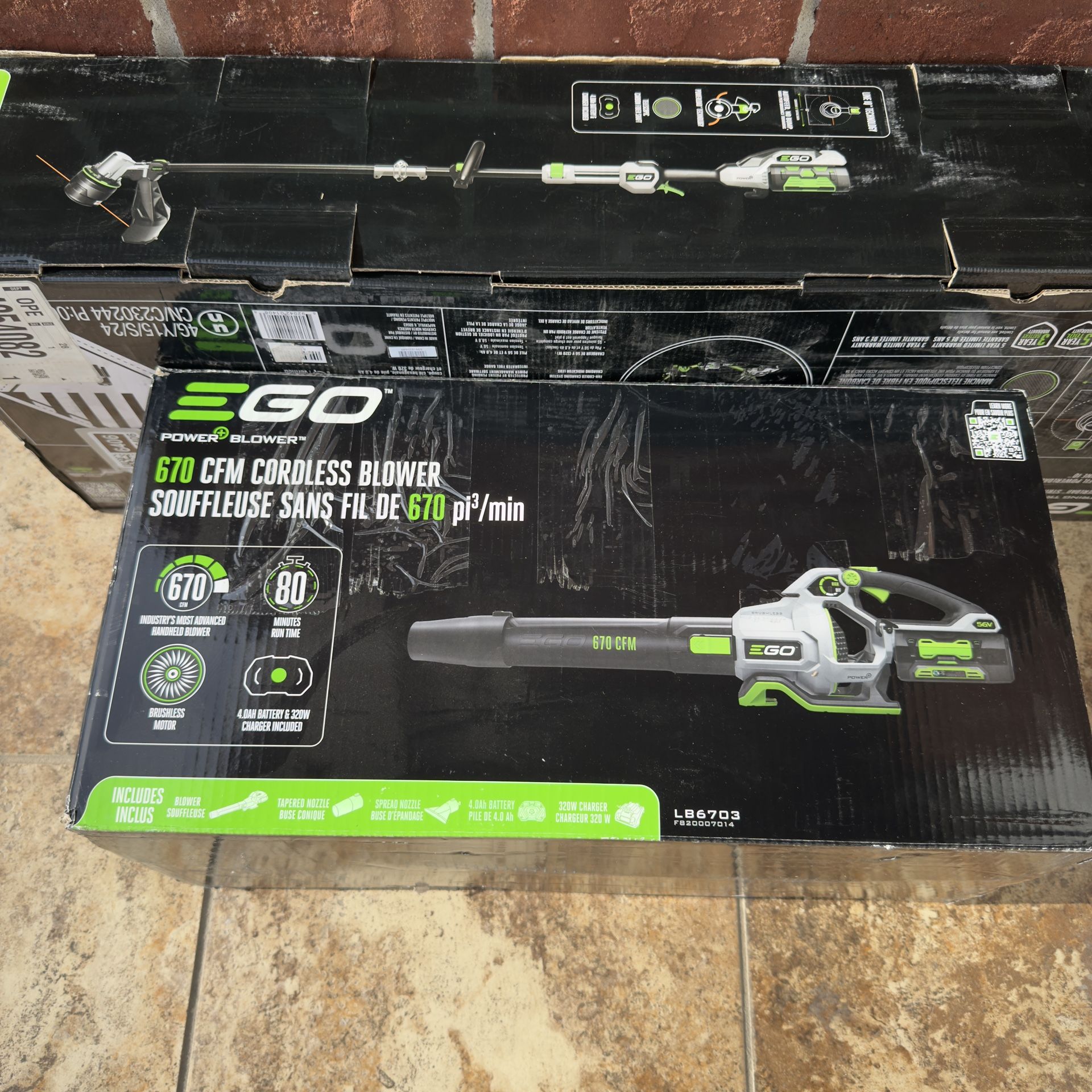 EGO Power+ LB6504 670 CFM Variable-Speed 56-Volt Lithium-ion Cordless Leaf Blower 5.0Ah Battery and Charger Included & ST1521S 15-Inch String Trimmer