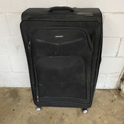 SAMSONITE XLarge 4-Wheel Spinner Checked Bag Suitcase Travel Luggage, Black  Great pre-owned condition. Zippers, handles, and wheels all in great work