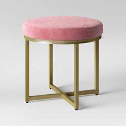 Threshold Malvern Ottoman Pink & brass