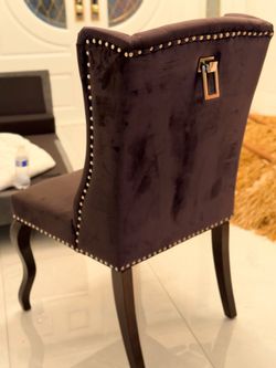 6 Black Elegant Tufted Velvet Dining Chairs