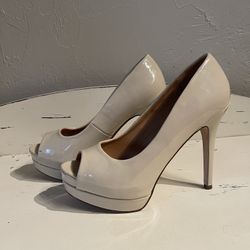 Nude Open Toe Heels Size 8