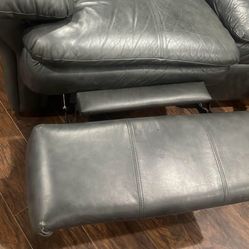 Leather Couch - Recliner + Pull-Out Bed