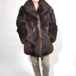 Black fox fur coat