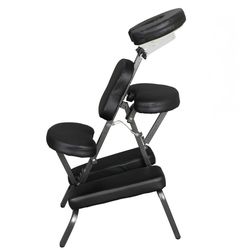 Portable Massage Chair Leather Pad Travel Massage Tattoo Spa Chair, Black