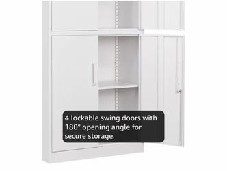 Steel Storage Cabinet with 4 Doors, Lockable Metal Filing Cabinet, White Office Storage Cabinet with 5 Shelves ( new assembled )