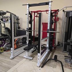 York Barbell STS Multi Function Power Rack With SCS Adjustable Bench Workout Fitness Intek Gym Equipment