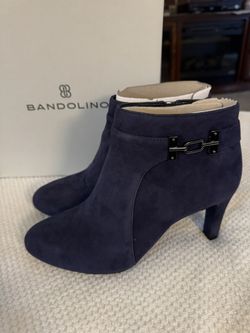 New Suede Navy Blue Ankle Boots 8 1/2 