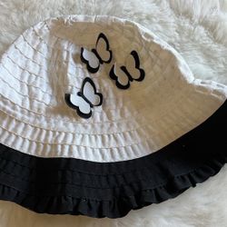 12-24 months Baby Girl-Black & White Summer Hat