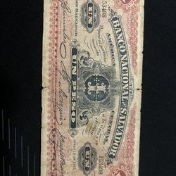 Billete De El Salvador 🇸🇻 Un Peso 1911