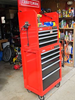 Craftsman Heavy Duty Rolling Toolbox Full With Tools Including Keys And Power Plugs, fully Loaded
