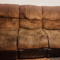 Brown Microfiber Reclining Couch