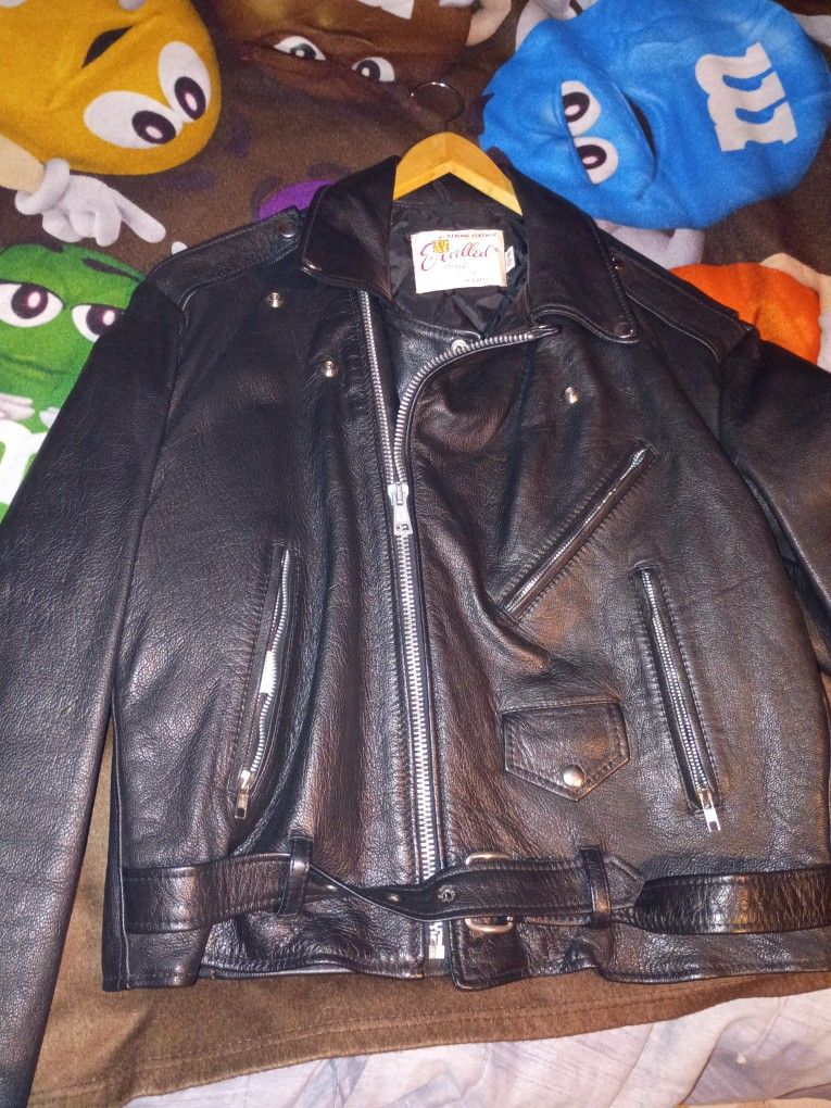 Genuine Leather Jacket Size 46 Mens