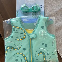 Toddler Float Vest And Goggles Set- Brand New