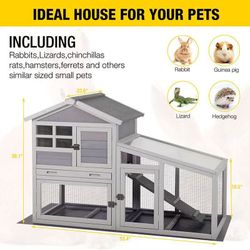 🥨Aivituvin-AIR13-B Outdoor and Indoor Rabbit Hutch with Wire Mesh Floor and PVC Layer (Inner Space 9 ft²)