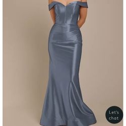 David’s Bridal: GALINA SIGNATURE Sculpting Satin Off-the-Shoulder Dress