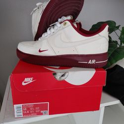 Nike Air Force 1 Low White Burgundy Size 10