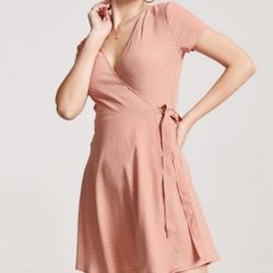 Forever 21 Women's Pink Polka Dot Wrap Dress, Size M