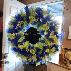 Seahawks Decomesh Handmade Wreath