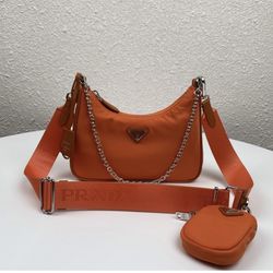 Orange Prada Re-Edition 2005 Crossbody 