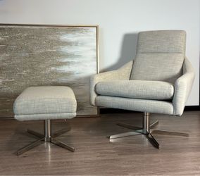 West Elm Austin Swivel Chair & Ottoman Like-New FREE DELIVERY