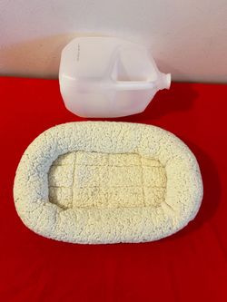 Small Plush Fleece Oval Bolster Pet Bed Mat 15” x 10”