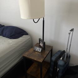 Side Table with attached Lamp