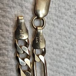 Solid Gold 14k Figaro Bracelet 
