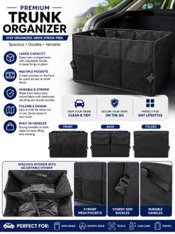 🚗 Brand New Foldable Car Trunk Organizer | 3 Compartments & Pockets
