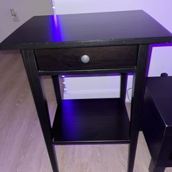 Black Wood Side Tables w/ Drawer & Shelf – $35 Each or $60 Pair