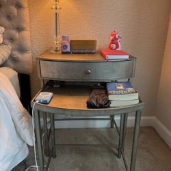 Pottery Barn Pair of Silver Nightstands