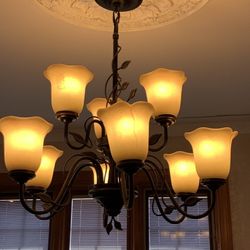 9-Light Bronze Chandelier 