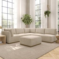 Henredon Murphy Fabric 6-piece Modular Sectional with Ottoman, Beige $1799.99