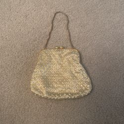 Vintage Gold Satin /Sparkly Rhinestone Evening  Purse with Gold Chain Strap