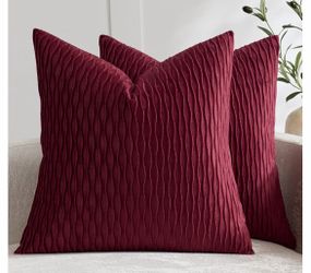 2PCS Wine Red Throw Pillow, Includes Pillow Insert’s🔺Like New
