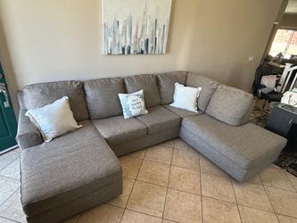 Beautiful Taupe Sectional Couch with double chaise LIKE NEW