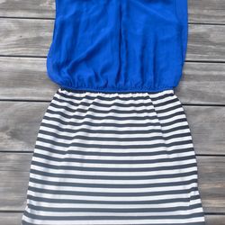Speechless blue and black white striped dress size medium