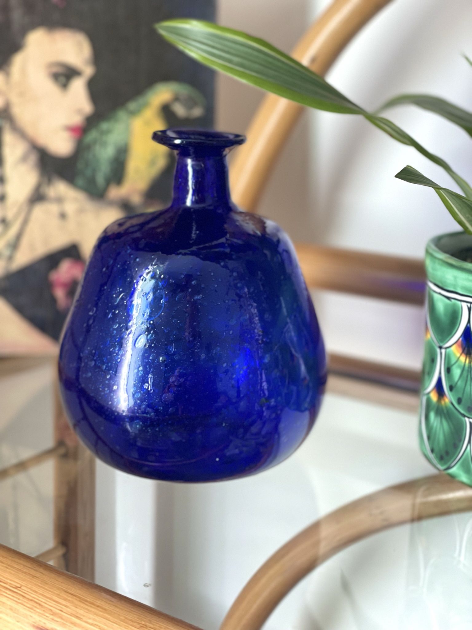Cobalt Blue Hand blown Glass Vessel/Vase/Bottle 