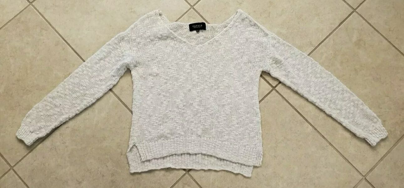 Women's Papaya Cable Knit Sweater Size L White